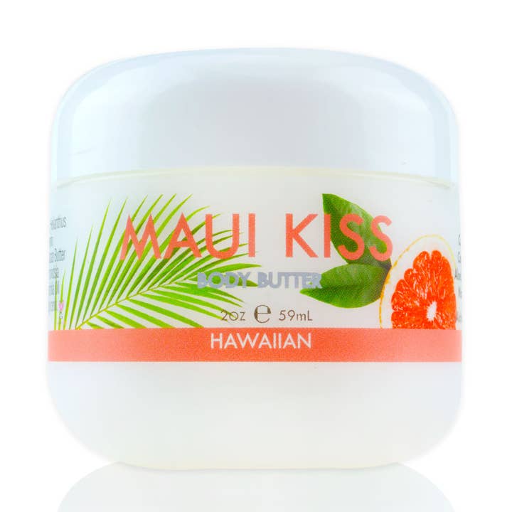 Manteiga Corporal Maui Kiss com Aloe, Mac. Óleo de coco e nozes 2 oz por atacado de Maui Soap Co.