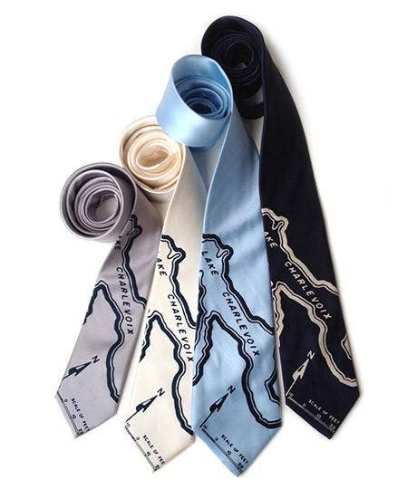 Cyberoptix Tie Lab – wholesale Necktie – Men’s – Lake Charlevoix Map Necktie, Microfiber.3