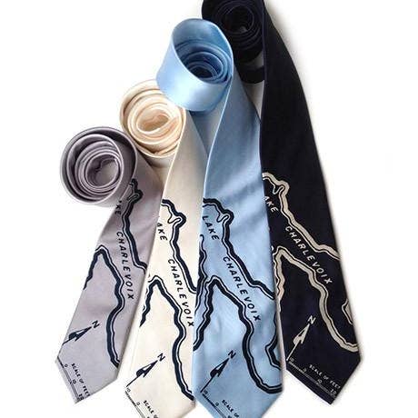 Cyberoptix Tie Lab - Wholesale Necktie - Men's - Lake Charlevoix Map Necktie, Microfiber.3