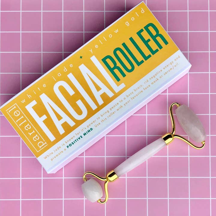White Jade and Yellow Gold Facial Roller for wholesale by Parallel