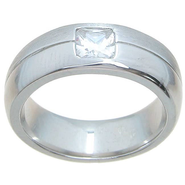 Sterling Silver Venetian Finish 7mm Princess Cut Accent CZ Wedding Band for wholesale by Plutus Brands
