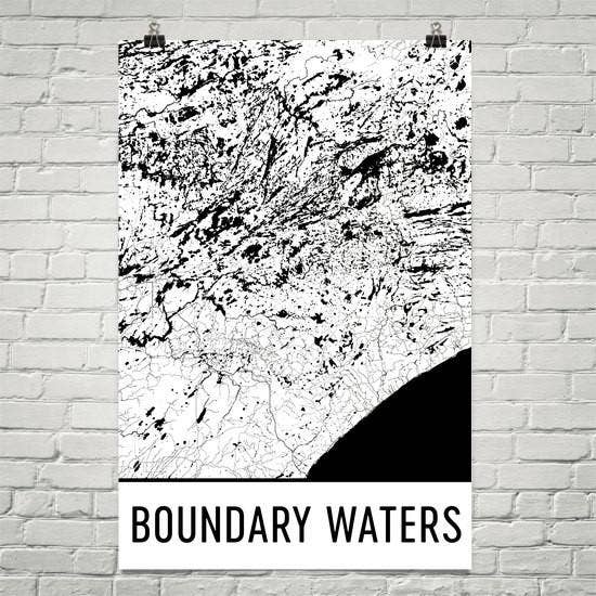 Modern Map Art - Wholesale Poster - Boundary Waters Street Map Poster 8" x 10"0