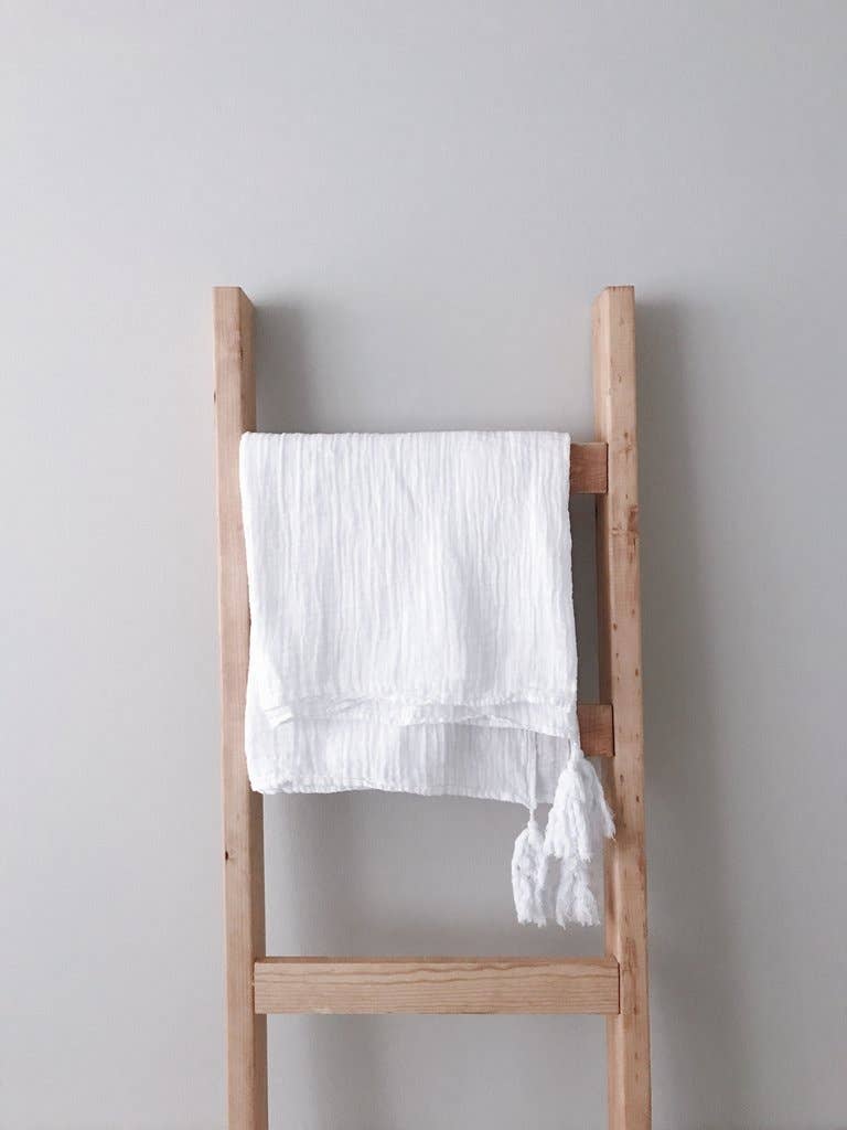 Modern Burlap – Engroshandel Tæppe – Økologisk bomuld Muslin XL Kast Blanket - Hvid Kvaster2