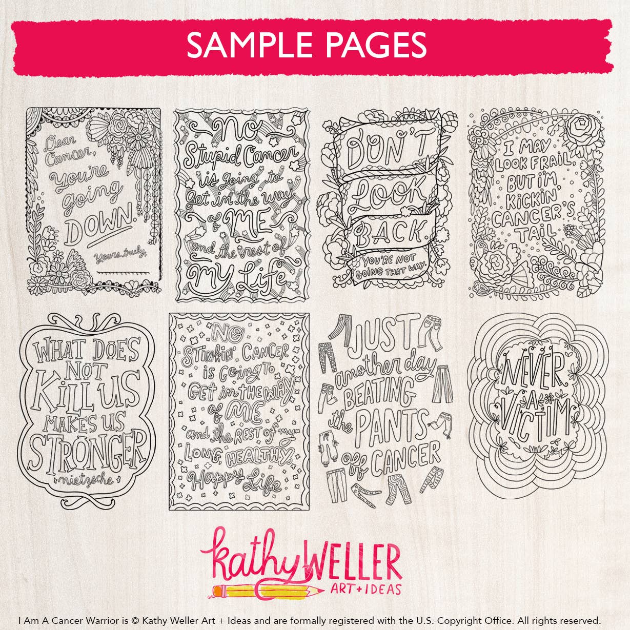 Kathy Weller Art+Ideas - Wholesale Coloring Book - Adult - Cancer Warrior Coloring Book2