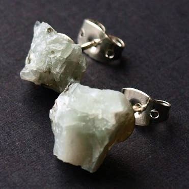 Raw Emerald Earrings for wholesale by Adam Rabbit