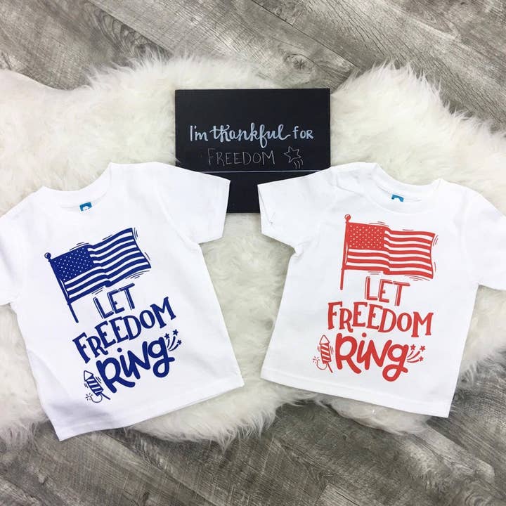 Let Freedom Ring Fourth of July Tee for wholesale by spillthebeansetc