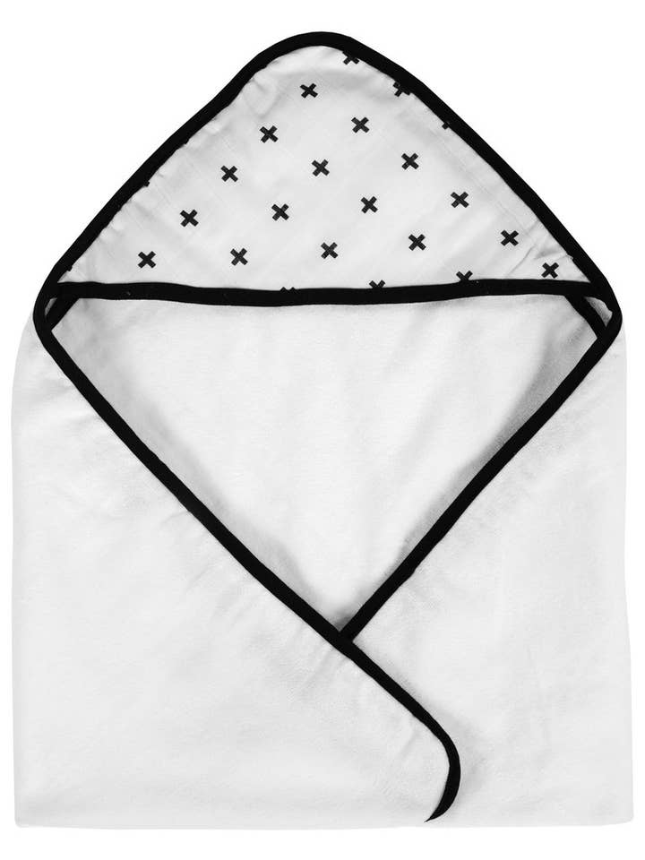 Toalla con capucha de muselina +, diseño de cruz suiza para venta al por mayor de Modern Burlap