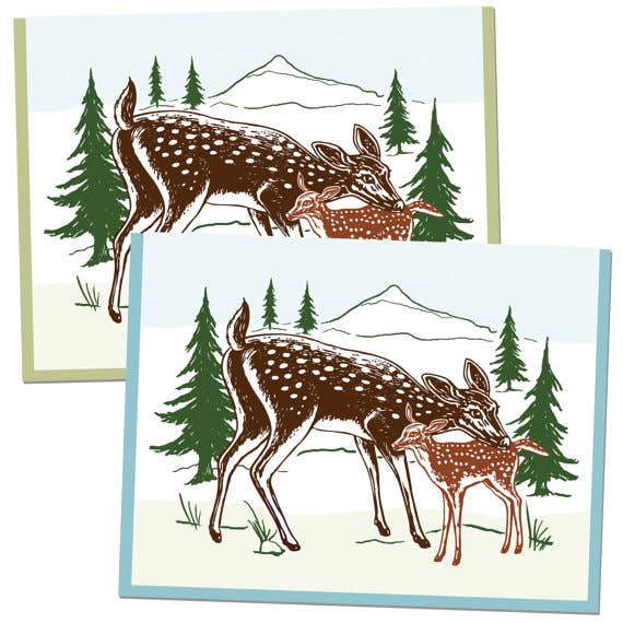 Deer & Fawn Card, Size A2 for wholesale by Little Lark