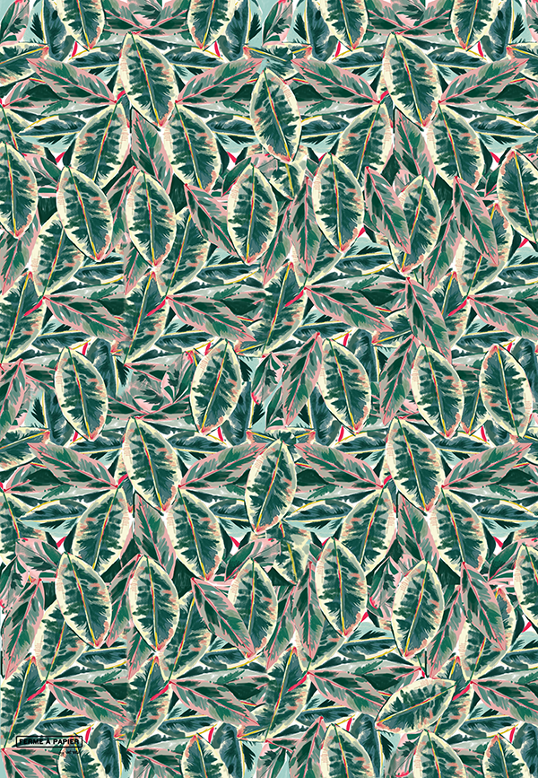 Ferme à Papier - Wholesale Flat Wrap - Green Leaf Gift Wrap1