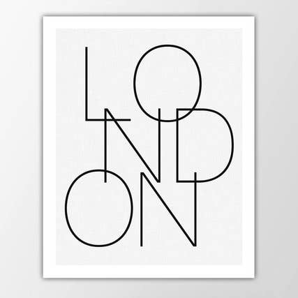 8” x 10” London Typography Art Print for wholesale by The National Anthem