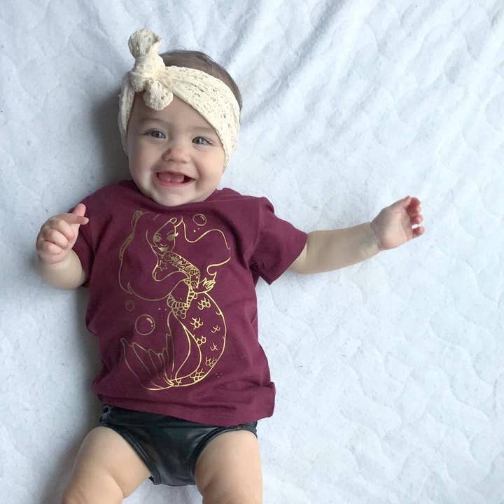 Gold Ink Tattooed Mermaid Kids Bodysuit or Tee for wholesale by spillthebeansetc