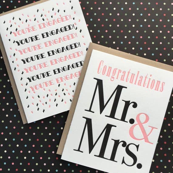 Lucky Bee Press - Vente Faire-part de mariage - Félicitations M. & Mrs. - carte typographique3