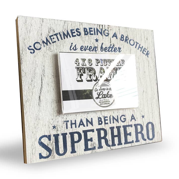 Frame- Brother 4 x 6 frame- white with Navy text for wholesale by Go Jump in the Lake®