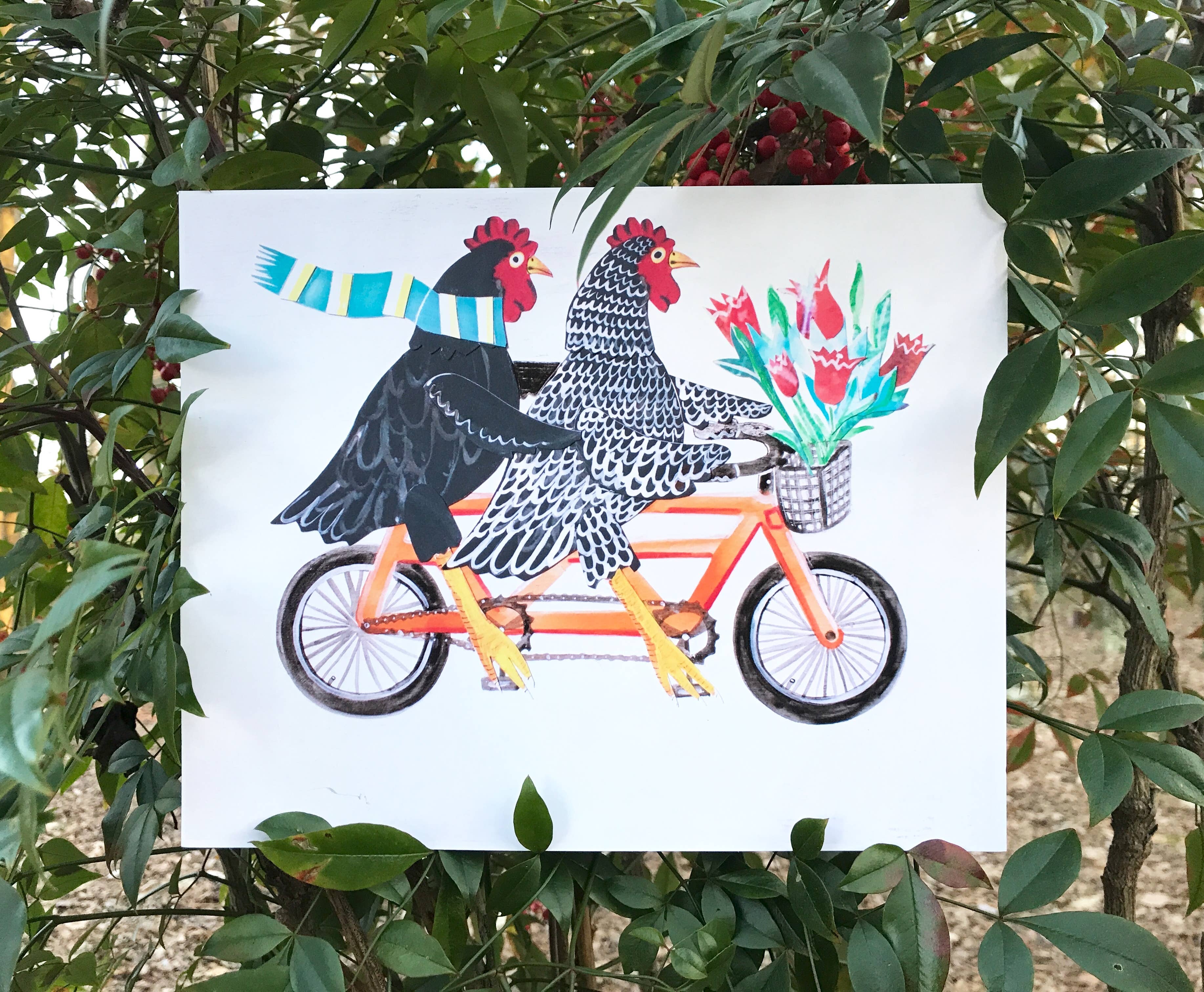 Mangoseed - Wholesale Art Print - Chickens on a Bike2