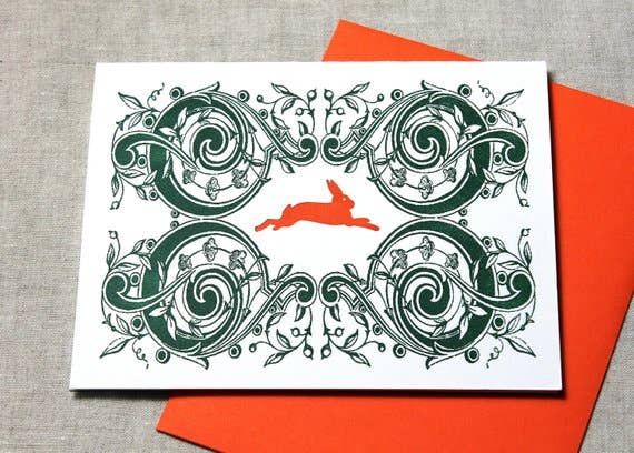 Inkadinkadoodle - Wholesale Easter Card - Hoppity Hoppity Hop Bunny Rabbit Letterpress Card2