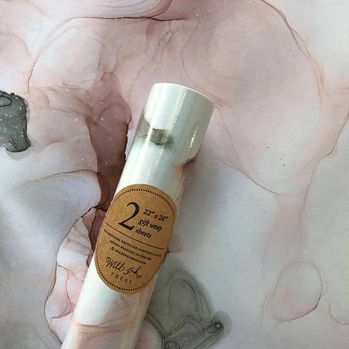 Pink Grey Gift Wrap | Roll of 2 sheets for wholesale by Wild Ink Press