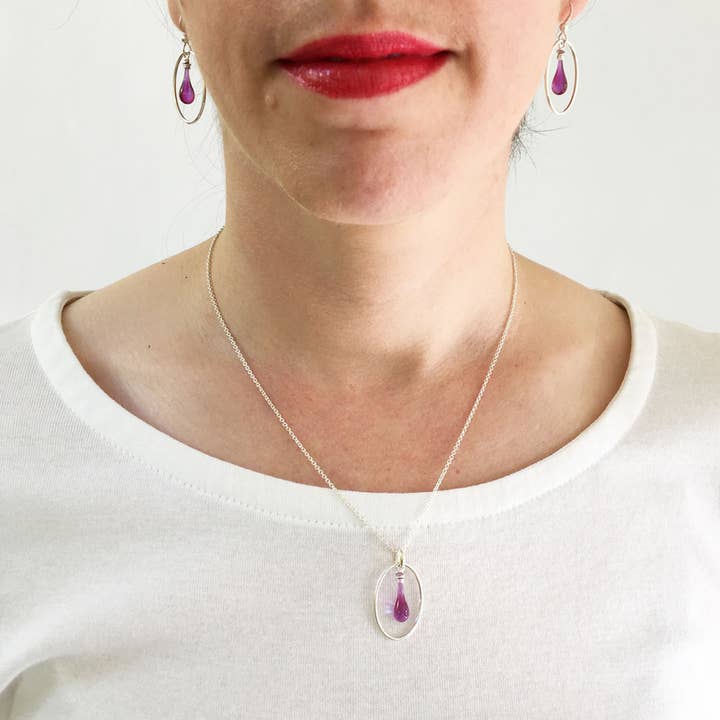 Sundrop Jewelry - Wholesale Pendant/Charm Necklace - Cameo Glass and Silver Necklace3