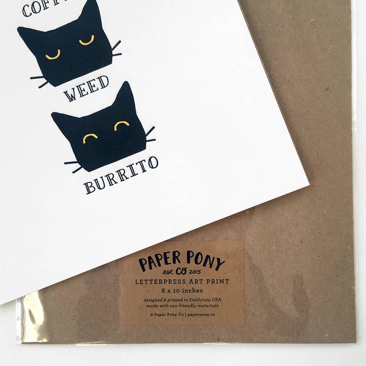 Paper Pony Co. - Wholesale Art Print - Coffee Weed Burrito | 8"x10" Letterpress Art Print1
