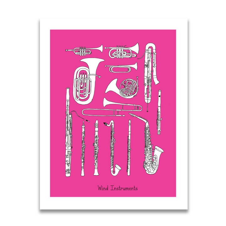 Impression d'instruments à vent 8,5 po x 11 po pour la vente par Jodi Lynn's Emporium of Doodles