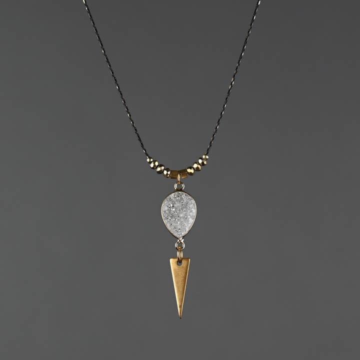Delicate Neck with Triangle (White Druzy) for wholesale by KBD Studio