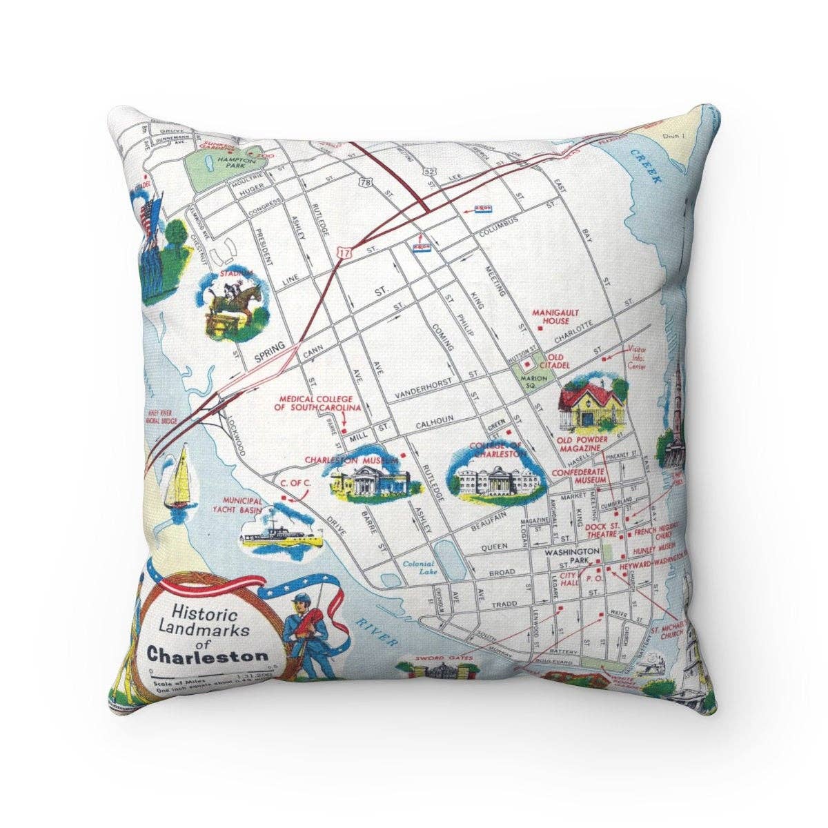 Daisy Mae Designs - Wholesale Throw/Decorative Pillow - Charleston South Carolina Map Throw Pillow Decorative Pillow0