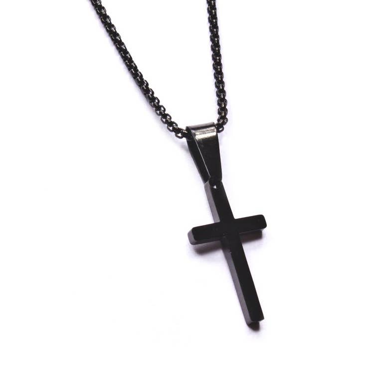 We Are All Smith - Wholesale Pendant/Charm Necklace - SMALL BLACK CROSS NECKLACE FOR MEN1