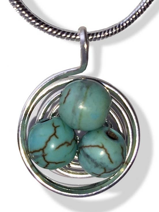 The Nest Pendant - Circular Silver Robin Blue for wholesale by LeDanse Limited Edition Jewelry