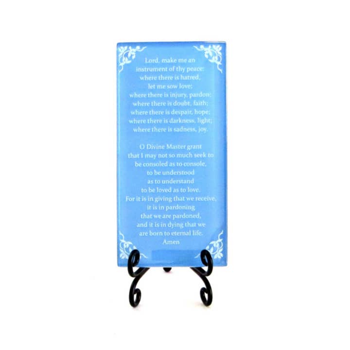 Lifeforce Glass, Inc. - Wholesale Plaque - Inspirational Glass Plaque - The Prayer Of St. Francis2