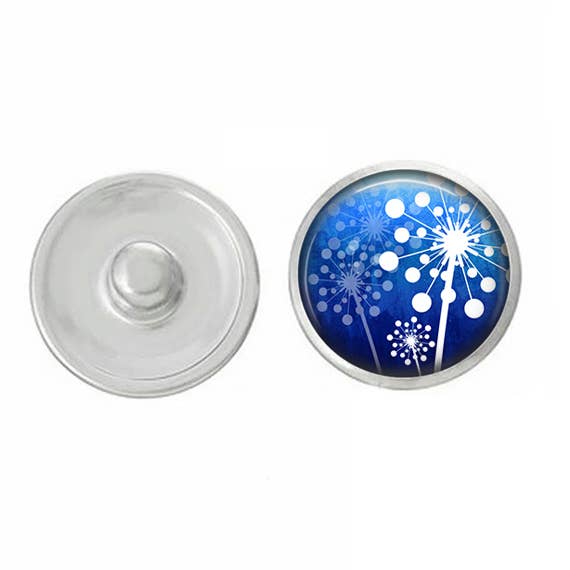 Dandelion "Wish" Snap with Blue Background for Snap Jewelry for wholesale by Say It in A Snap Jewelry