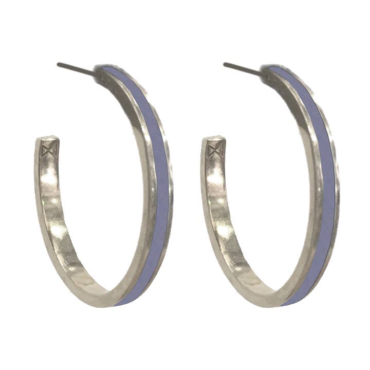 Solid Denim Mod Classic Hoop Earrings for wholesale by Marionwild Jewelry