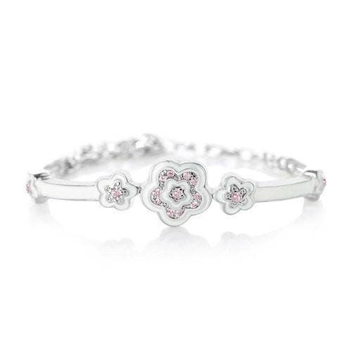 Flower CZ Enamel Adjustable Bangle for wholesale by Chanteur