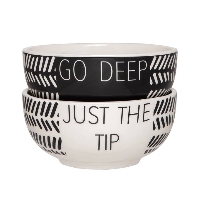 SALE Dolomite Black-White Just the Tip Snack Bowls Set of 2 for wholesale by Totalee Gift