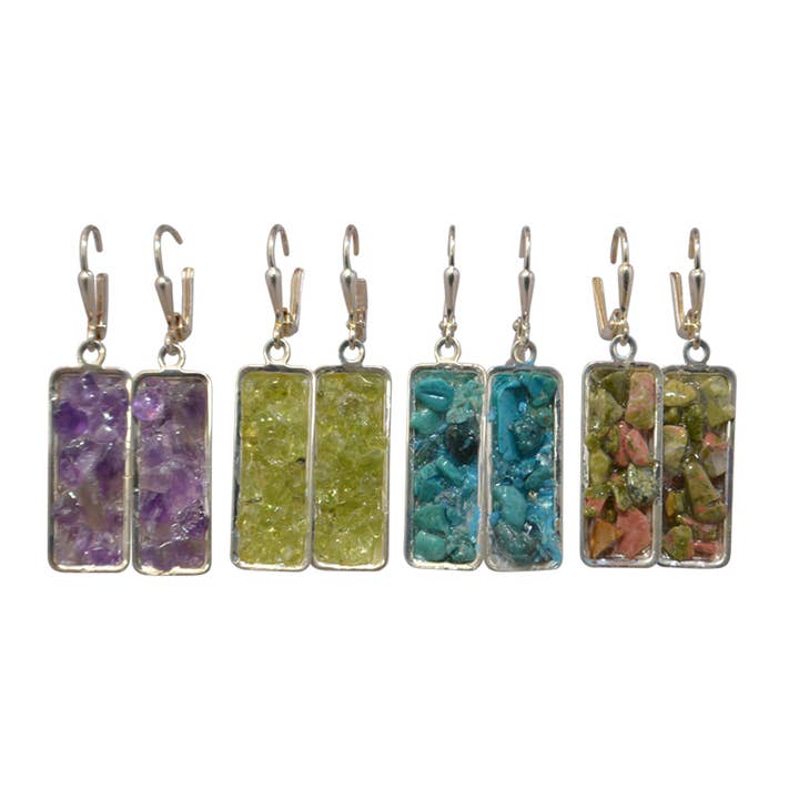 Gemstone Mosaic Oblong Earrings for wholesale by Nancy Neill Designs