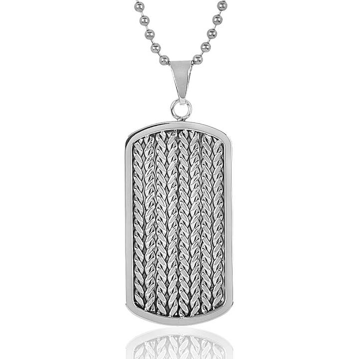 Pendentif pour plaque d'identité en acier inoxydable Foxtail Chain Center pour la vente par West Coast Jewelry