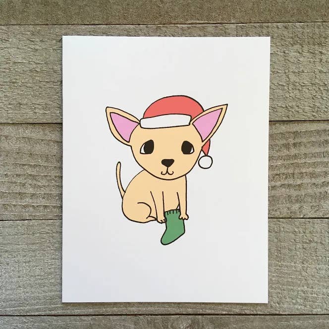 Chihuahua Xmas Card for wholesale by Ink Delights