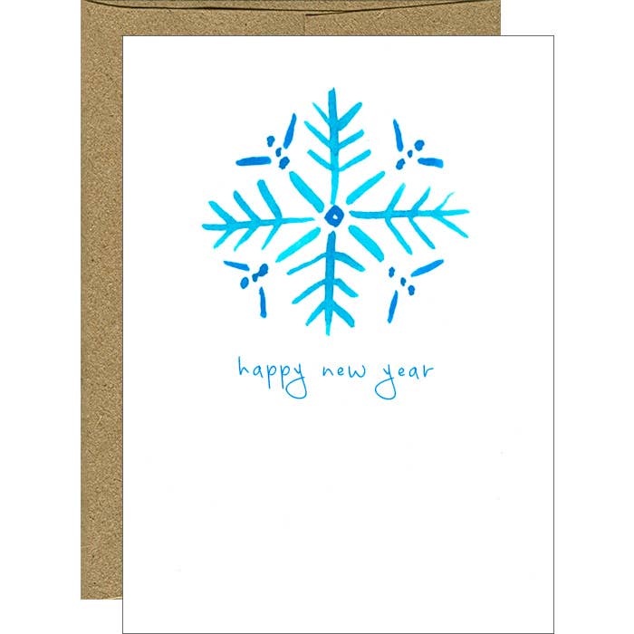 Gott nytt år akvarell snöflingekort - Låda med 6 för wholesale av Pink Bathtub Designs