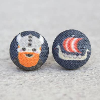 Rachel O's - Wholesale Stud/Post Earrings - Viking Fabric Button Earrings0