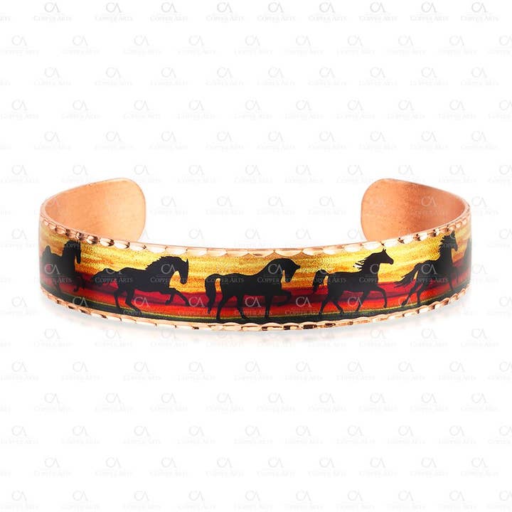 COPPER ARTS INC. - Wholesale Cuff Bracelet - BNS 35 Colorful Handmade Horse Cuff Bracelets