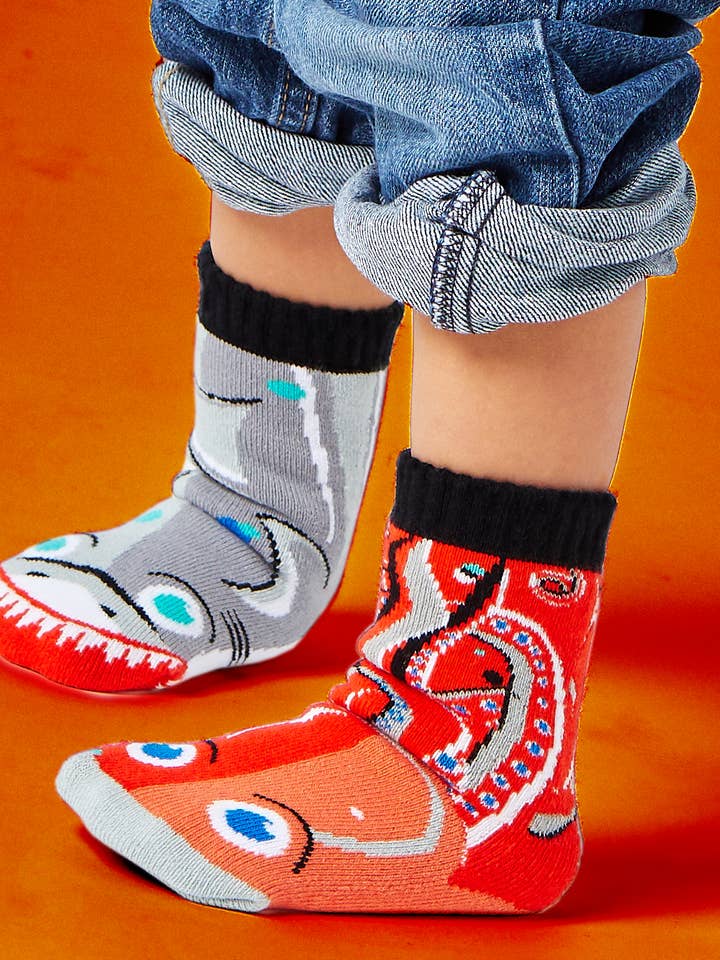 Shark & Octopus Kids Collectible Mismatched Sea Animal Sock for wholesale by Pals Socks Canada