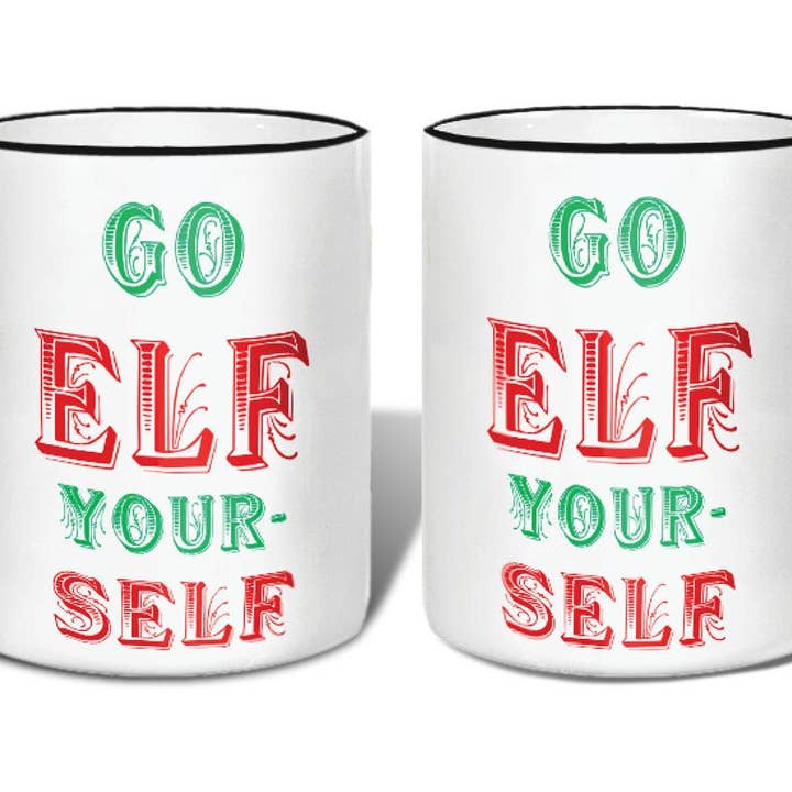 Go Elf själv mugg med presentförpackning för wholesale av Quippy Brand