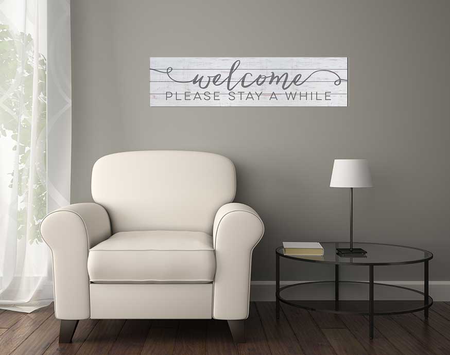 Kindred Hearts - Wholesale Sign - 40x10 Welcome Please Stay Sign1