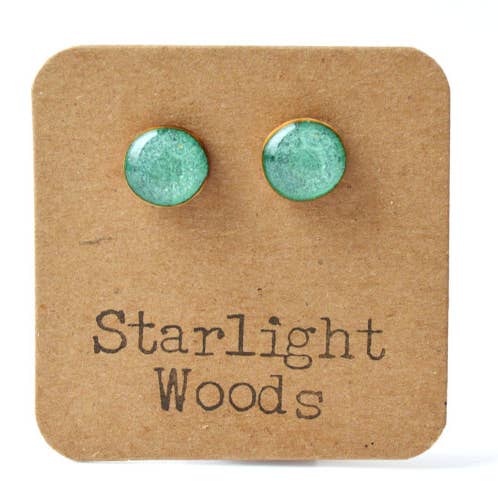 Emerald Green Metallic Studs Post Earrings for wholesale by Starlight Woods
