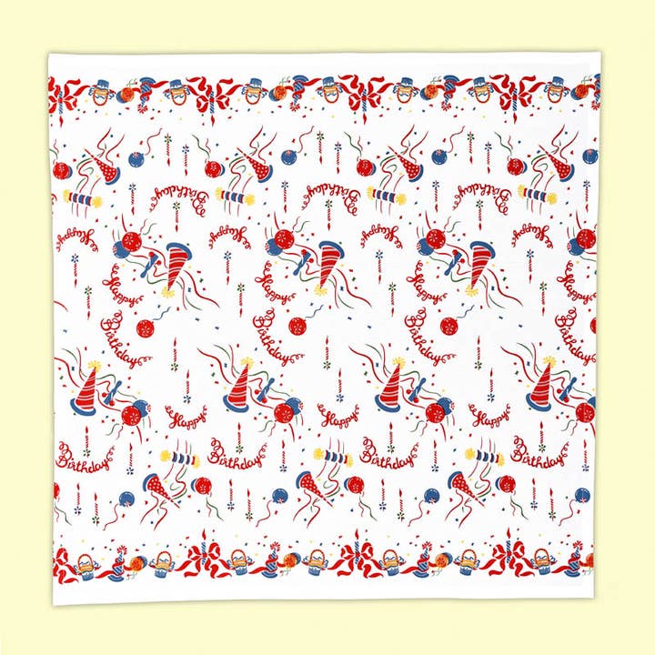 Red and White Kitchen Company - Wholesale Tablecloth - Happy Birthday Retro 50s Tablecloth