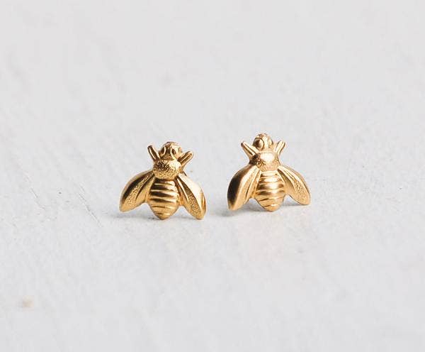 Red Truck Designs - Wholesale Stud/Post Earrings - Gold Bee Stud Earrings1