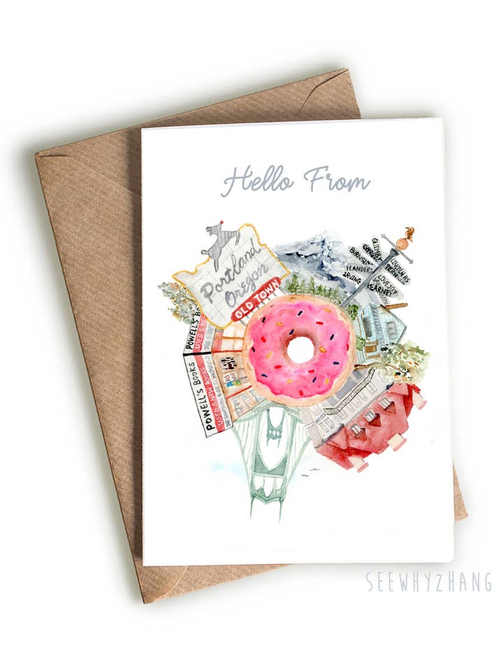 Hello from Portland Card for wholesale by Easy Sunday Club