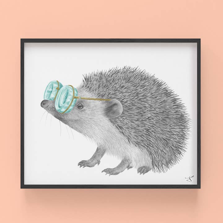 Whitby Valentine europæisk pindsvin portræt undersøgelse 9 x 12 for engroshandel hos Central & Gus