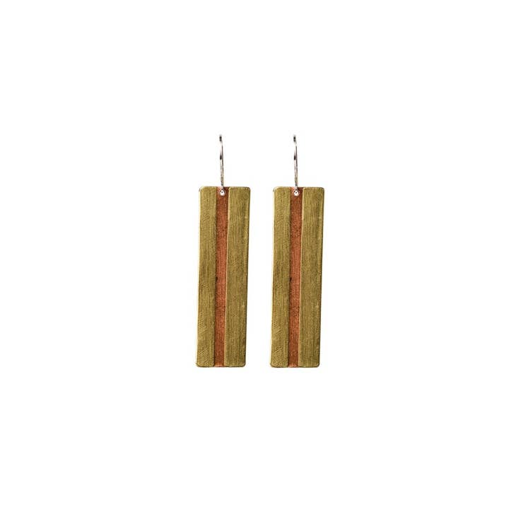 REMOVED BRAND - Wholesale Dangle Earrings - Long Mixed Metal Wrapped Earrings