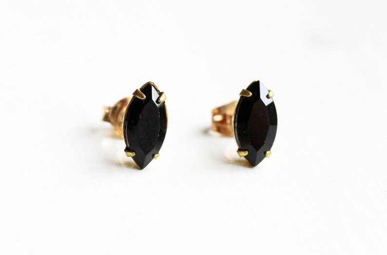 Diament Jewelry - Wholesale Stud/Post Earrings - Black Marquis Studs