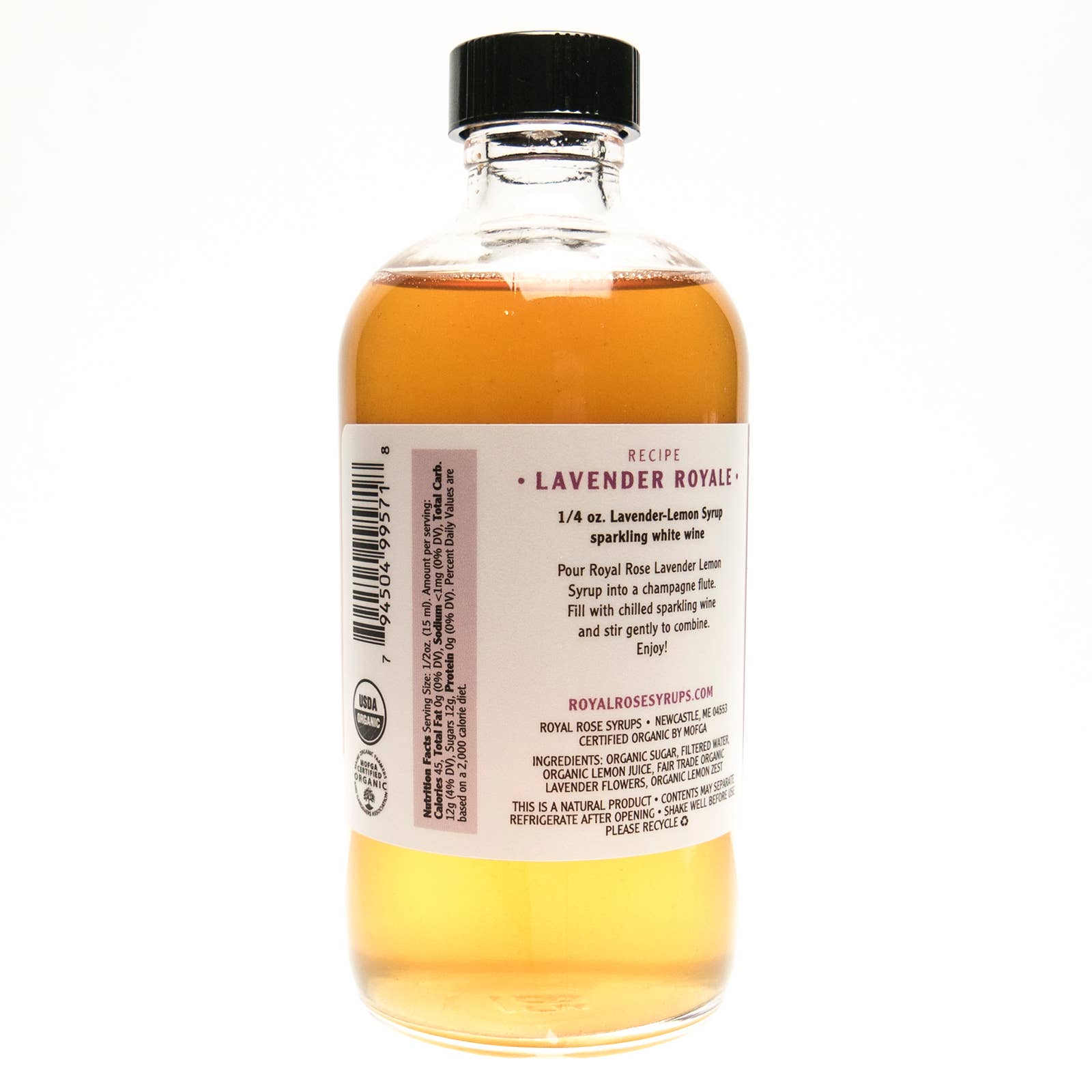 Royal Rose Syrups - Wholesale Cocktail mix/syrup - Lavender-Lemon Organic Simple Syrup 8oz2