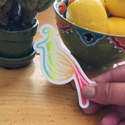 Paige Poppe Art - Wholesale Sticker - "Technicolor Quail" Sticker1